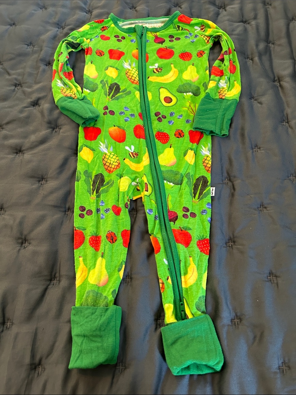 3 for $30 Little Sleepies Bright Green Fruit-Print Footie Pajamas